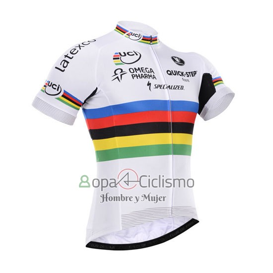 Uci Mondo Campione Lider Ropa Ciclismo Culotte Corto 2016 Hombre Mangas Cortas Quick Step Blanco